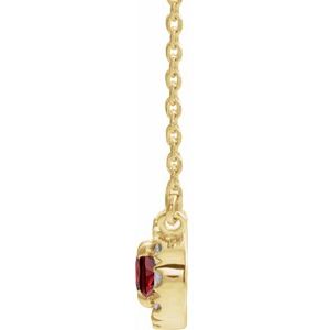 14K Yellow Gold 6x4 mm Natural Mozambique Garnet & 1/10 CTW Natural Diamond 18" Necklace