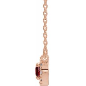 14K Rose Gold 7x5 mm Natural Mozambique Garnet & 1/6 CTW Natural Diamond 16" Necklace