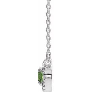 Platinum 7x5 mm Natural Peridot & 1/6 CTW Natural Diamond 16" Necklace