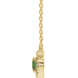 14K Yellow Gold 6x4 mm Natural Peridot & 1/10 CTW Natural Diamond 16" Necklace
