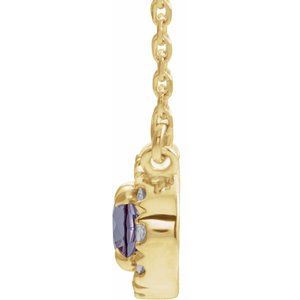 14K Yellow Gold 5x3 mm Lab-Grown Alexandrite & .05 CTW Natural Diamond 16" Necklace