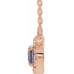 14K Rose Gold 5x3 mm Lab-Grown Alexandrite & .05 CTW Natural Diamond 16" Necklace
