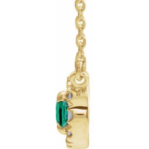 Platinum 7x5 mm Natural Emerald & 1/6 CTW Natural Diamond 16" Necklace