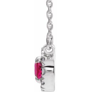 14K White Gold 5x3 mm Lab-Grown Ruby & .05 CTW Natural Diamond 18" Necklace