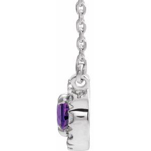Platinum 5x3 mm Natural Amethyst & .05 CTW Natural Diamond 18" Necklace