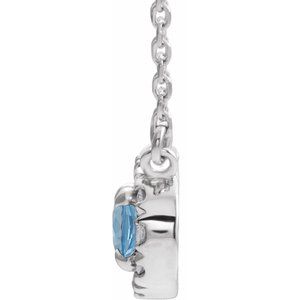 14K White Gold 5x3 mm Natural Aquamarine & .05 CTW Natural Diamond 16" Necklace