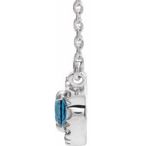 Platinum 5x3 mm Natural Blue Zircon & .05 CTW Natural Diamond 16" Necklace