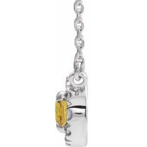 Platinum 5x3 mm Natural Citrine & .05 CTW Natural Diamond 18" Necklace