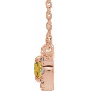 14K Rose Gold 5x3 mm Natural Citrine & .05 CTW Natural Diamond 18" Necklace