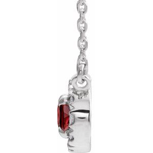 14K White Gold 5x3 mm Natural Mozambique Garnet & .05 CTW Natural Diamond 18" Necklace