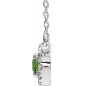 14K White Gold 5x3 mm Natural Peridot & .05 CTW Natural Diamond 18" Necklace