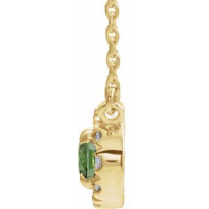 14K Yellow Gold 5x3 mm Natural Peridot & .05 CTW Natural Diamond 16" Necklace