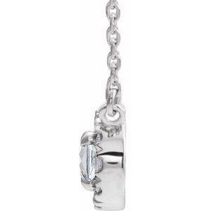 Platinum 5x3 mm Natural White Sapphire & .05 CTW Natural Diamond 16" Necklace