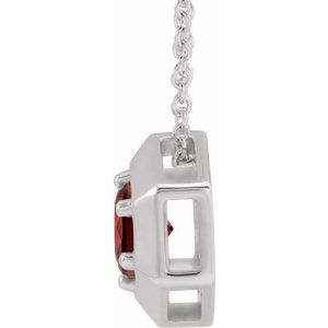 Platinum Natural Mozambique Garnet Geometric 16-18" Necklace