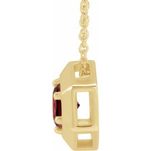 14K Yellow Gold Natural Mozambique Garnet Geometric 16-18" Necklace