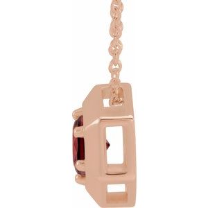 14K Rose Gold Natural Mozambique Garnet Geometric 16-18" Necklace