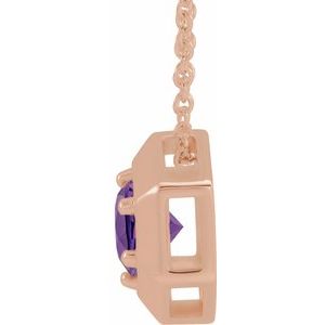 14K Rose Gold Natural Amethyst Geometric 16-18" Necklace