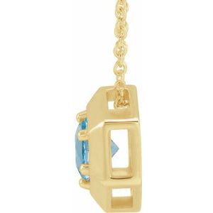 14K Yellow Gold Natural Aquamarine Geometric 16-18" Necklace