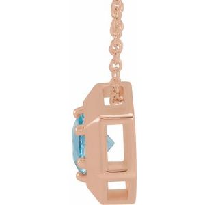 14K Rose Gold Natural Aquamarine Geometric 16-18" Necklace