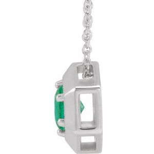 14K White Gold Lab-Grown Emerald Geometric 16-18" Necklace