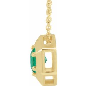 14K Yellow Gold Lab-Grown Emerald Geometric 16-18" Necklace
