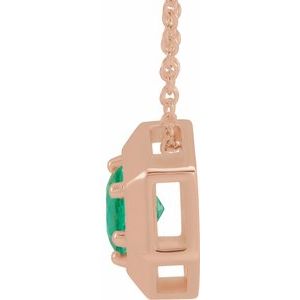 14K Rose Gold Lab-Grown Emerald Geometric 16-18" Necklace