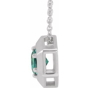 14K White Gold Lab-Grown Alexandrite Geometric 16-18" Necklace