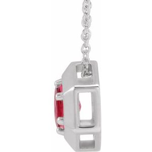 Platinum Natural Ruby Geometric 16-18" Necklace