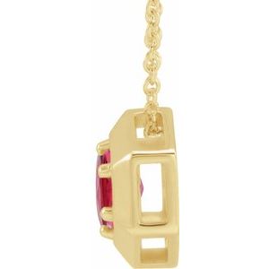 14K Yellow Gold Natural Ruby Geometric 16-18" Necklace