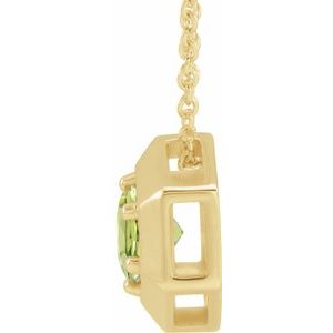 14K Yellow Gold Natural Peridot Geometric 16-18" Necklace
