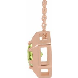 14K Rose Gold Natural Peridot Geometric 16-18" Necklace