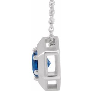 Sterling Silver Natural Blue Sapphire Geometric 16-18" Necklace