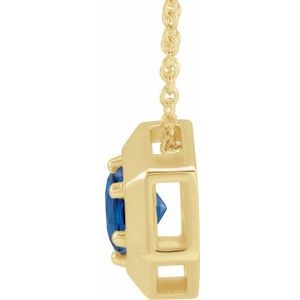 14K Yellow Gold Lab-Grown Blue Sapphire Geometric 16-18" Necklace