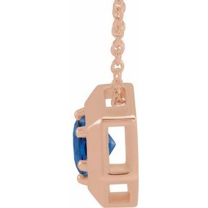 14K Rose Gold Lab-Grown Blue Sapphire Geometric 16-18" Necklace