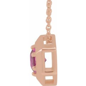 14K Rose Gold Natural Pink Tourmaline Geometric 16-18" Necklace