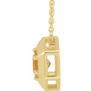 14K Yellow Gold Natural Citrine Geometric 16-18" Necklace