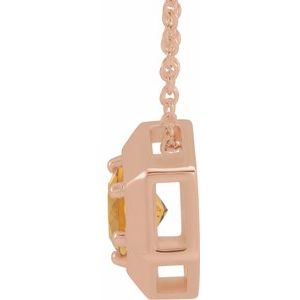 14K Rose Gold Natural Citrine Geometric 16-18" Necklace
