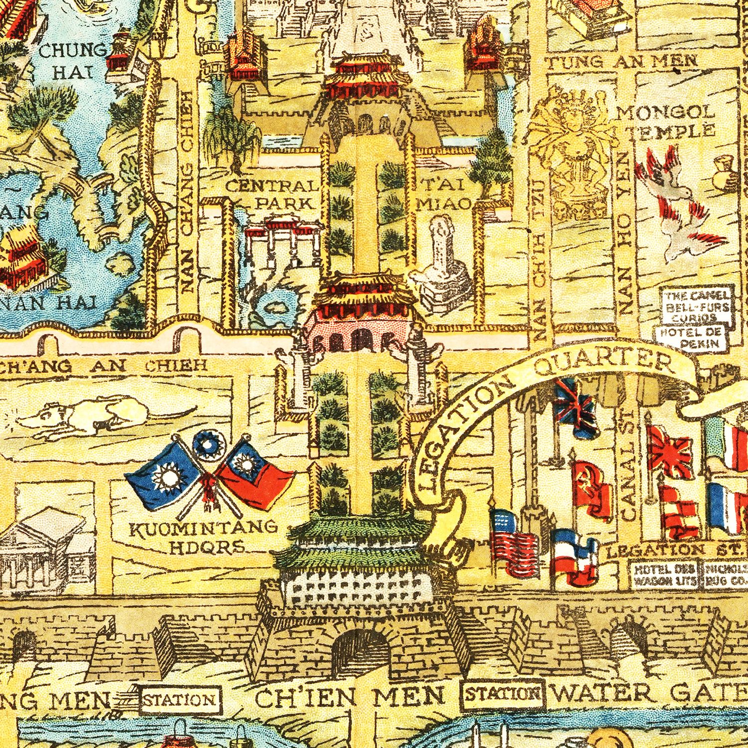 Vintage Map of Beijing, China 1936