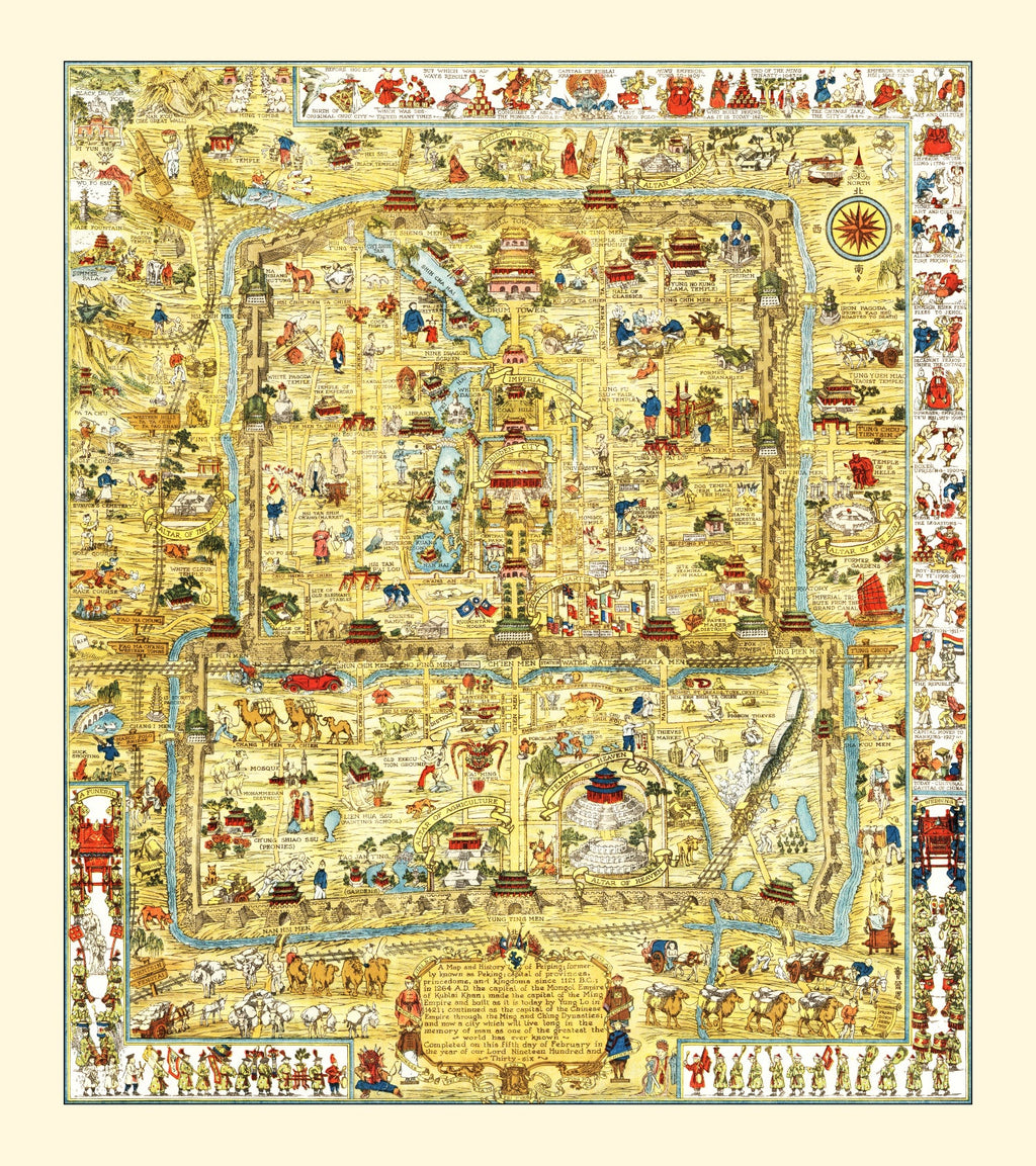 Vintage Map of Beijing, China 1936