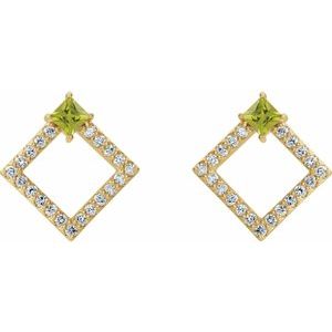 14K Yellow Gold Natural Peridot & 1/3 CTW Natural Diamond Earrings – image 3