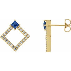 14K Yellow Gold Natural Tanzanite & 1/3 CTW Natural Diamond Earrings