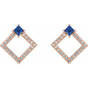 14K Rose Gold Natural Blue Sapphire & 1/3 CTW Natural Diamond Earrings – image 5