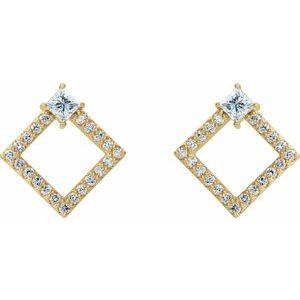 14K Yellow Gold Natural White Sapphire & 1/3 CTW Natural Diamond Earrings – image 2