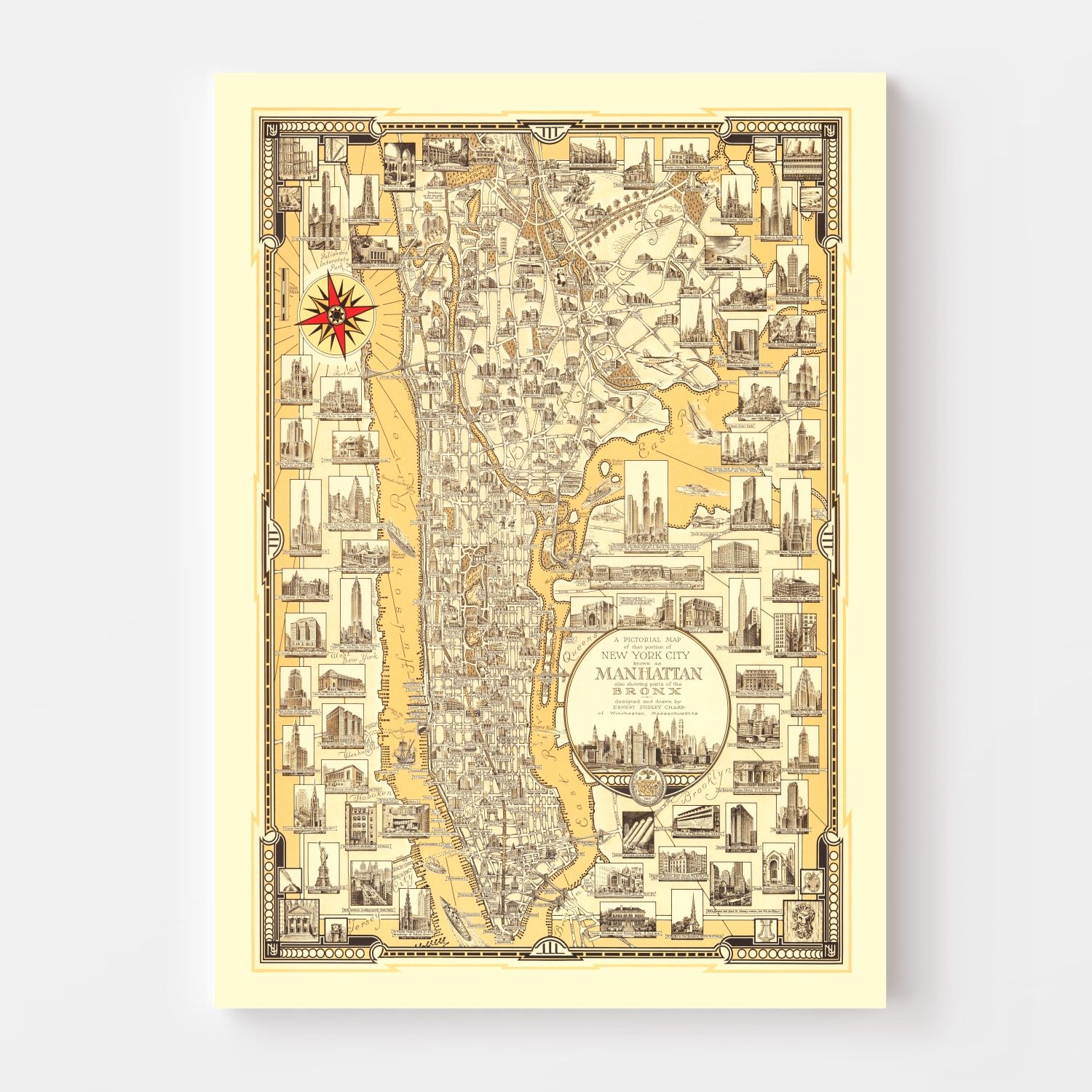Vintage Map of Manhattan, New York 1939