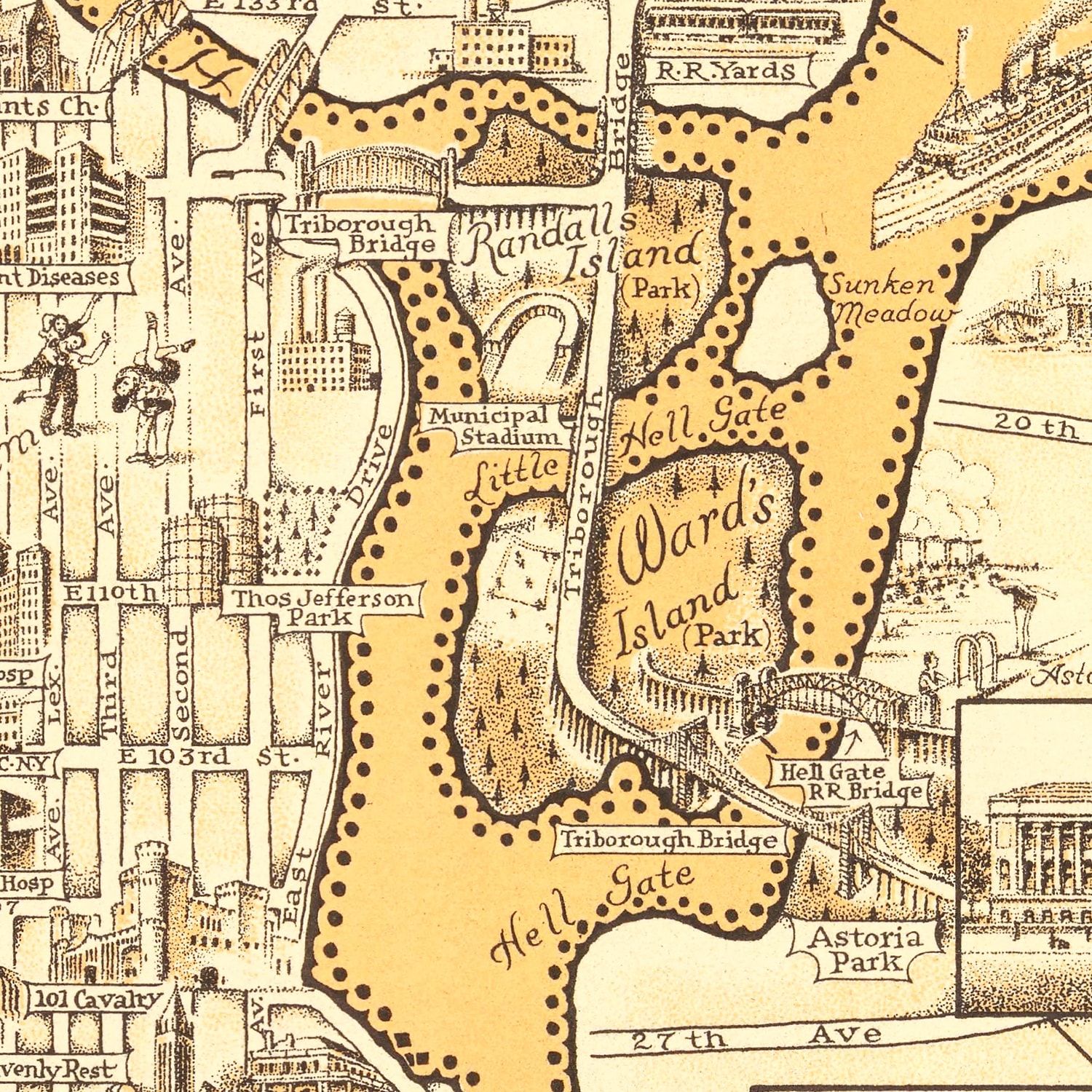 Vintage Map of Manhattan, New York 1939