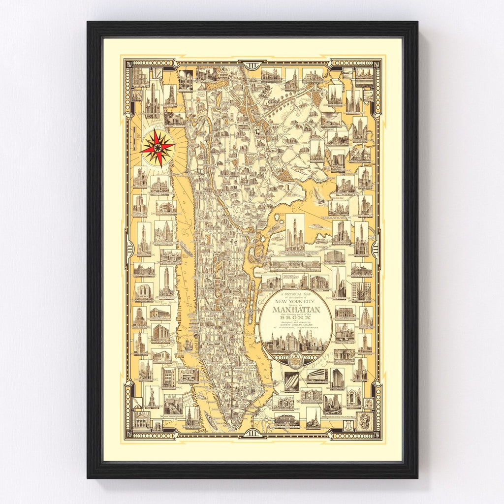 Vintage Map of Manhattan, New York 1939