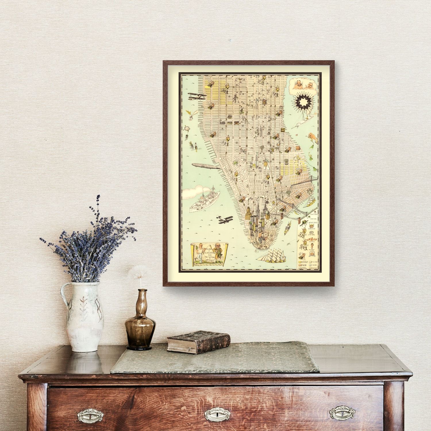 Vintage Map of Manhattan, New York 1927