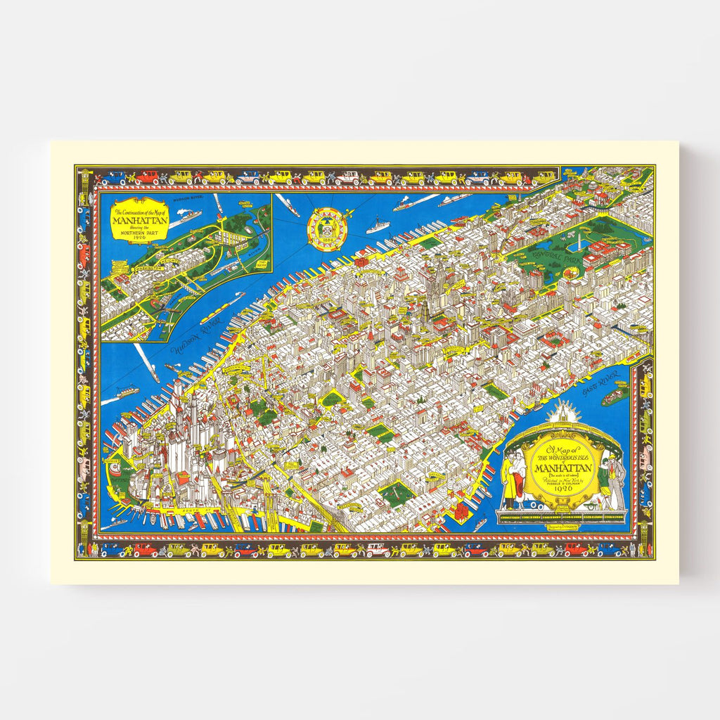 Vintage Map of Manhattan, New York 1926