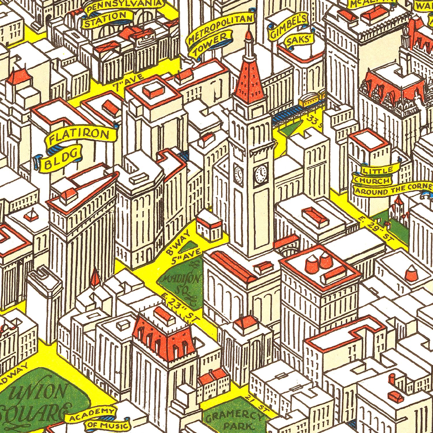 Vintage Map of Manhattan, New York 1926