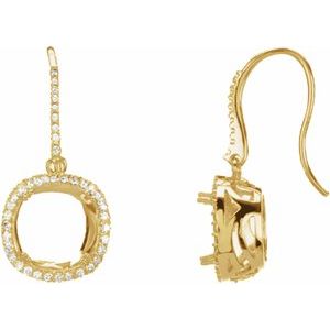 14K Yellow Gold 10x10 mm Cushion 3/4 CTW Natural Diamond Semi-Set Halo-Style Earrings